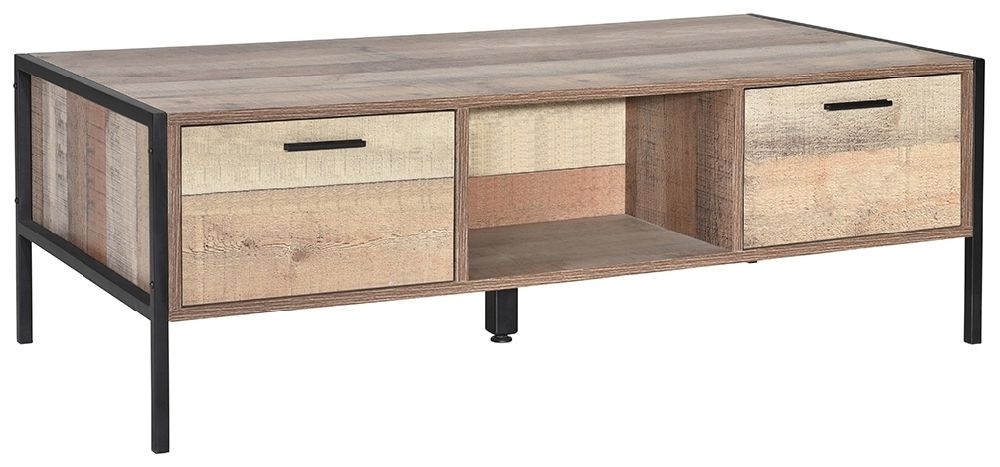 Hoxton Industrial Rustic Oak Effect Storage Coffee Table