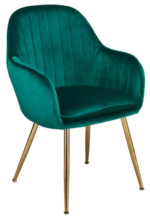 Set of 2 Lara Forest Green Dining Chair with Gold Legs