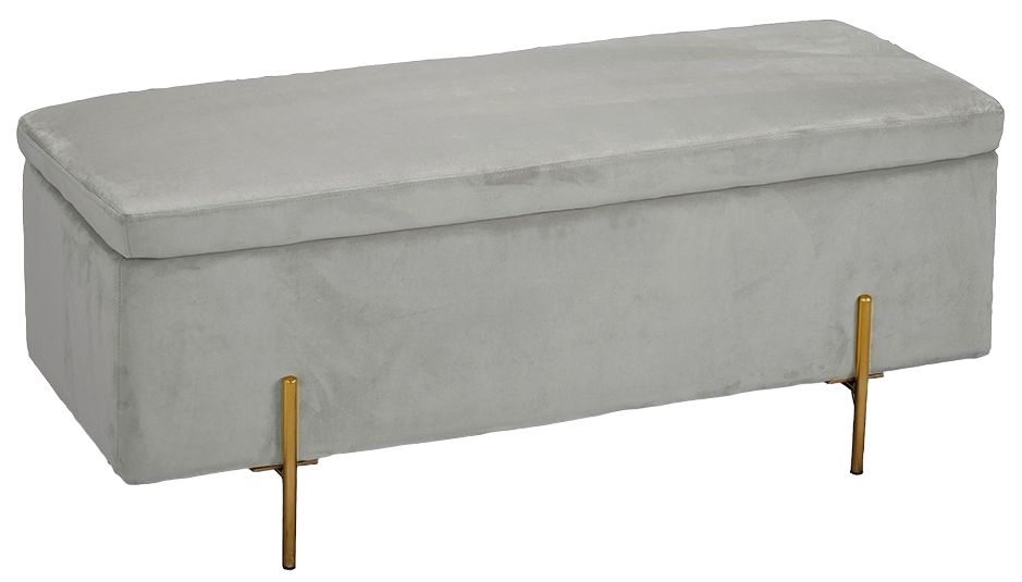 Lola Grey Velvet Fabric Ottoman Bench