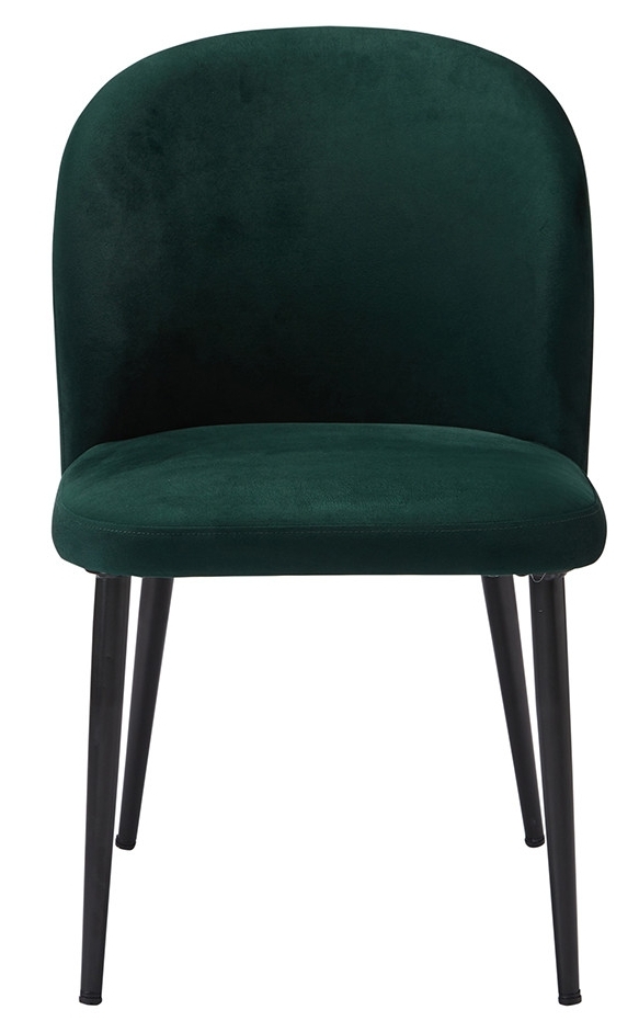 Set of 2 Zara Green Velvet Fabric Dining Chair with Black Legs