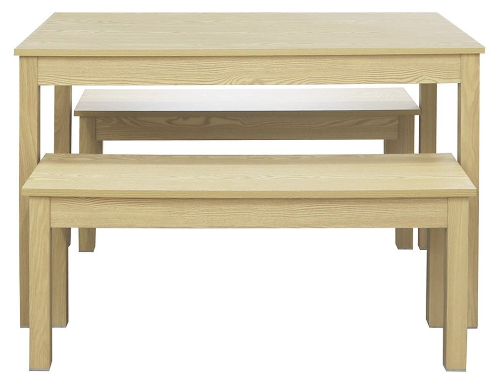 Ohio Oak Effect Dining Set with 2 Benches