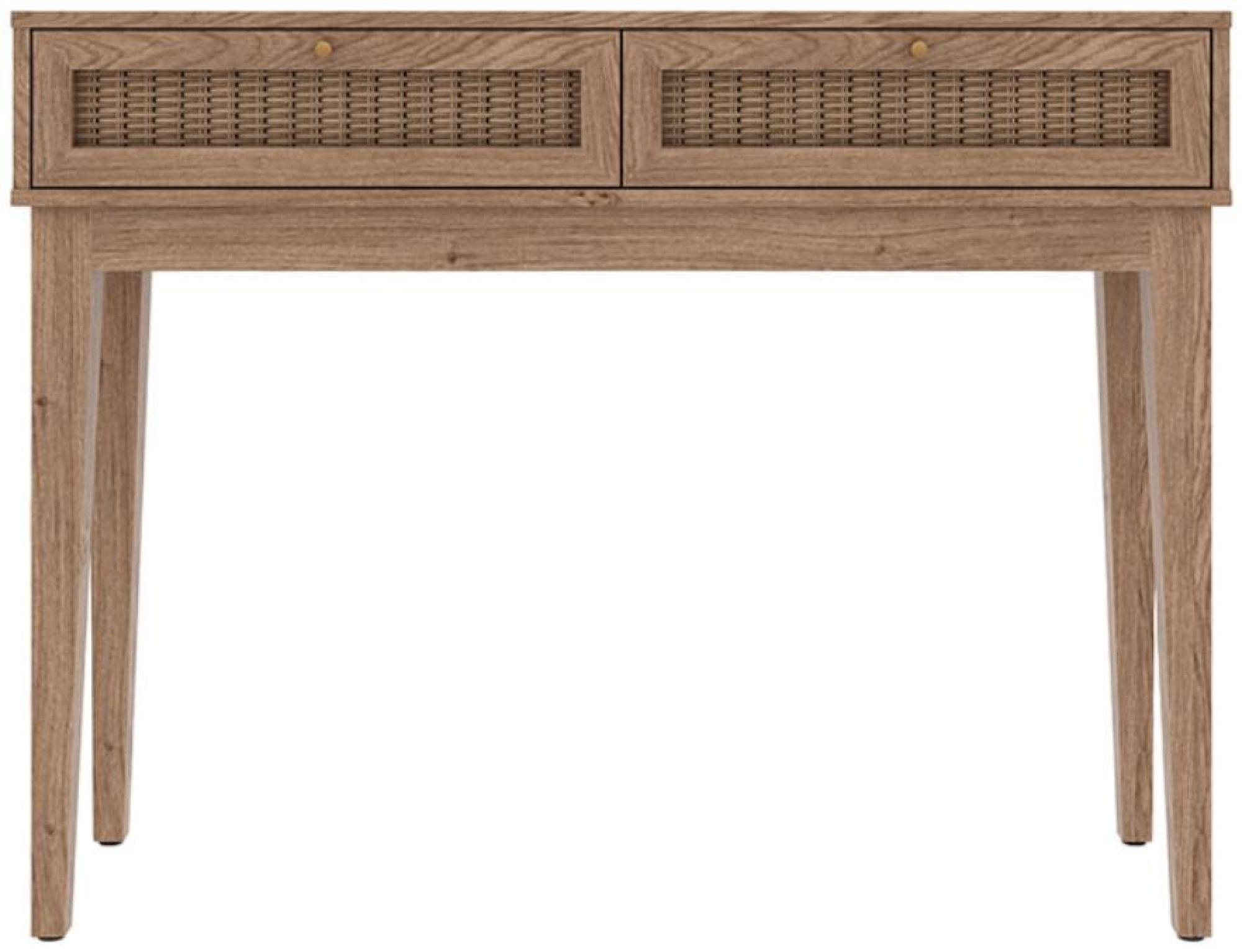 Bordeaux Wood and Faux Rattan 2 Drawer Dressing Table