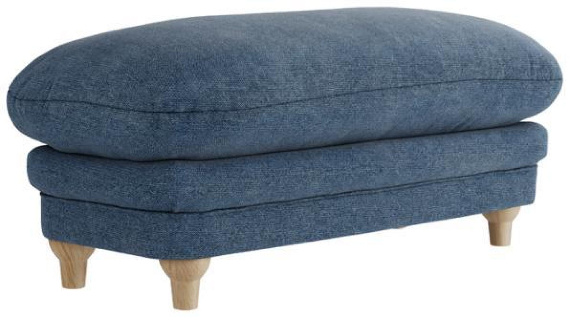 Plumpton Denim Blue Chenille Fabric Footstool