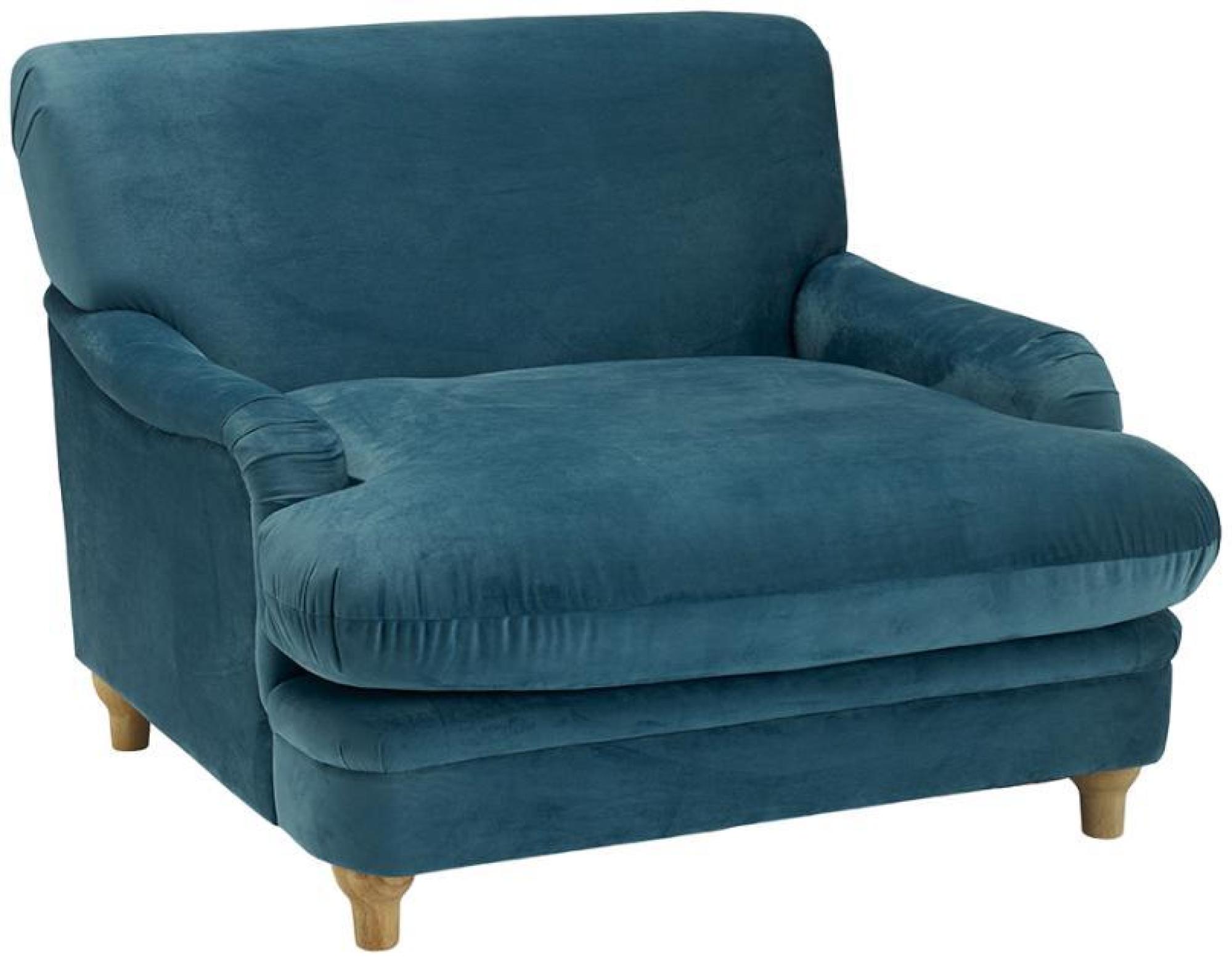 Plumpton Peacock Blue Velvet Fabric Chair