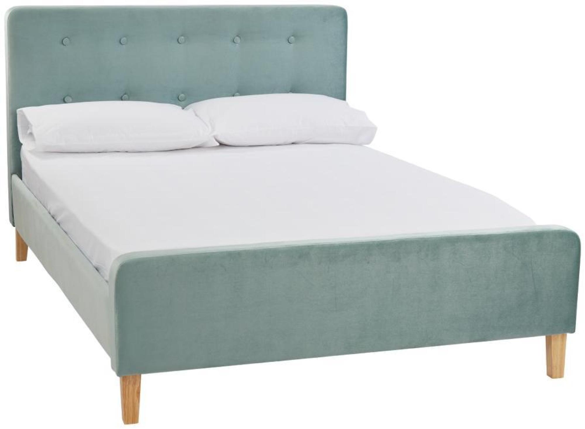 Pierre Aqua Crushed Velvet Fabric Bed - Sizes Available