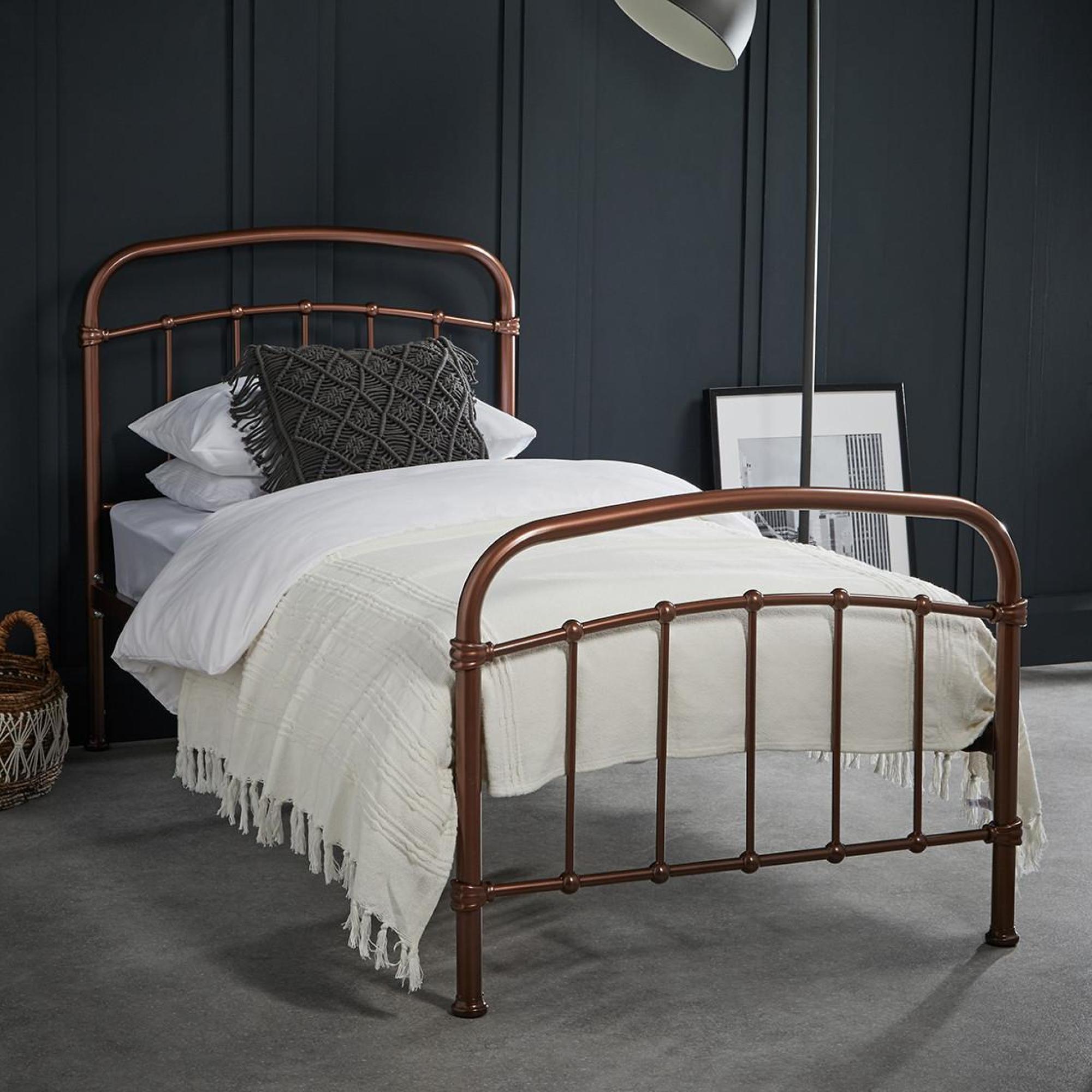 Halston Copper Metal Single Bed - Sizes Available