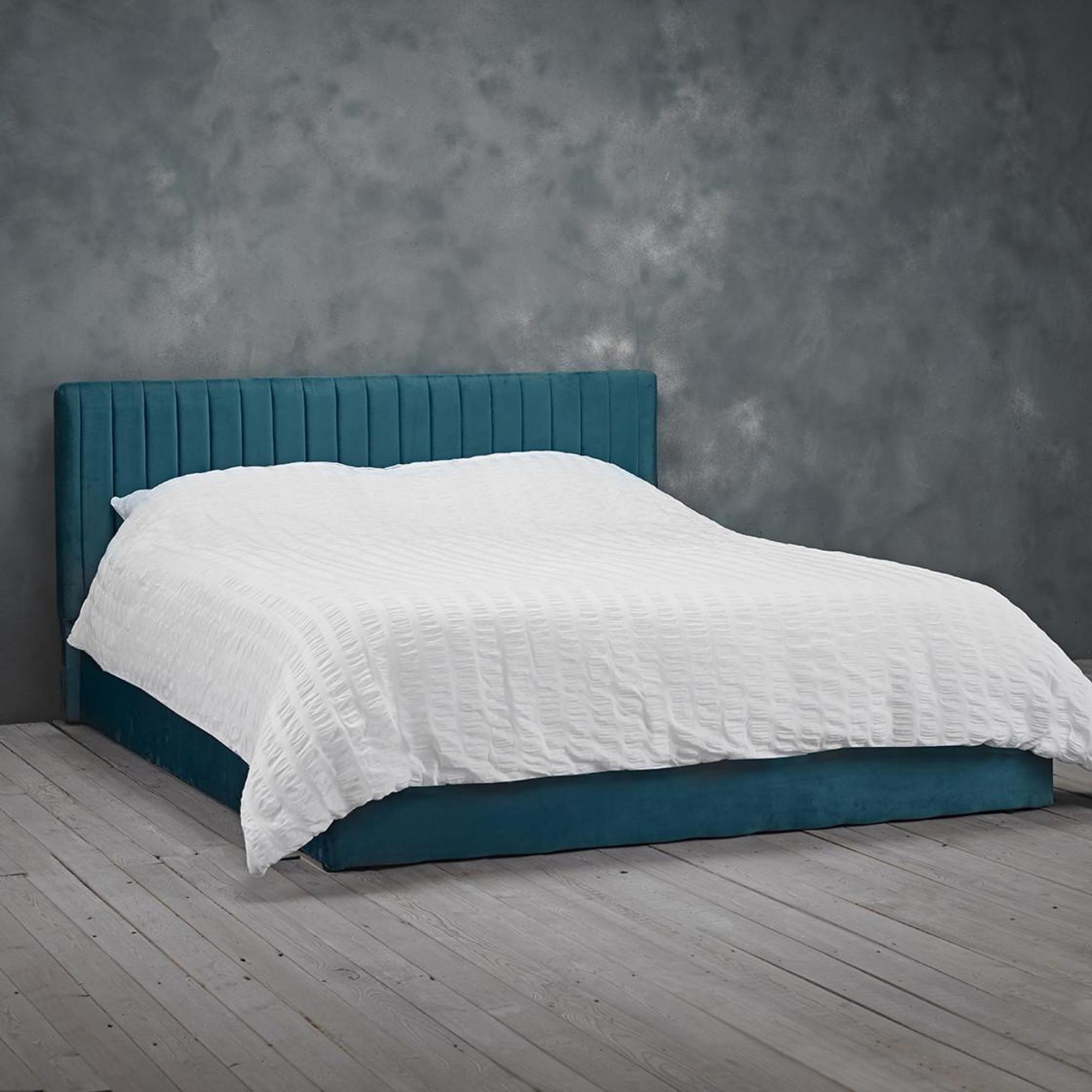 Berlin Teal Velvet Fabric Bed - Sizes Available
