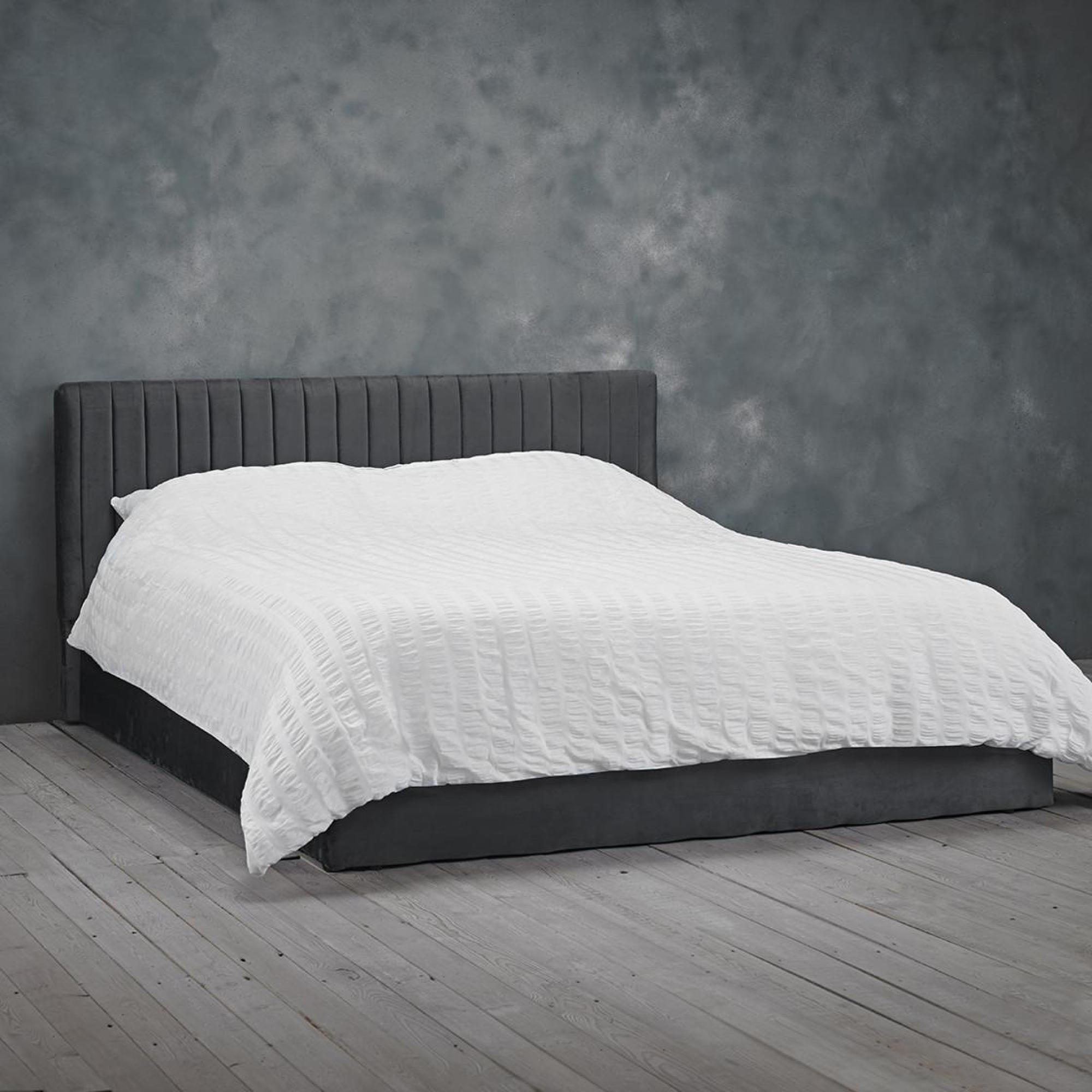 Berlin Silver Velvet Fabric Bed - Sizes Available