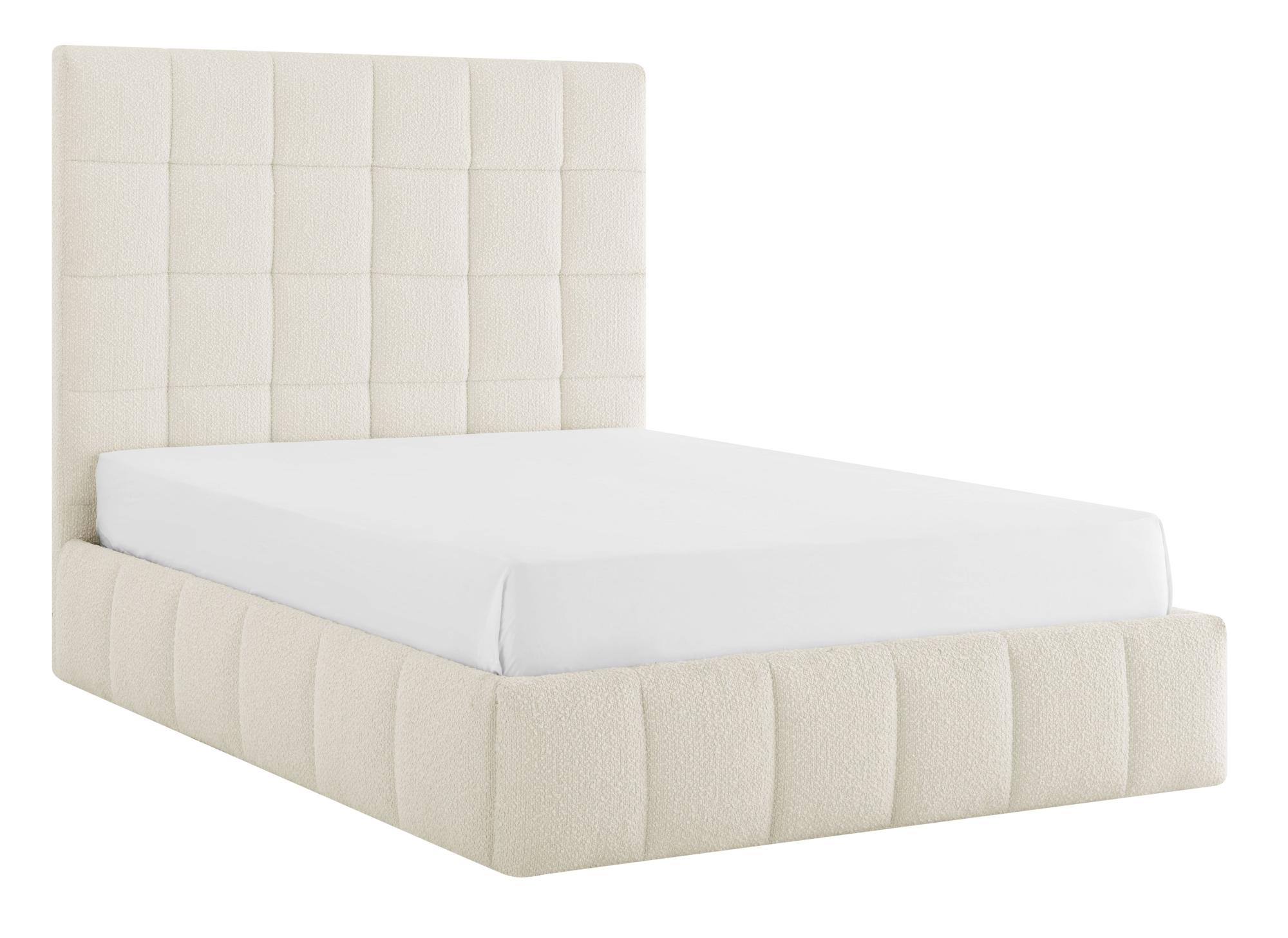 Starla Ivory Boucle Fabric Ottoman Bed - Sizes Available