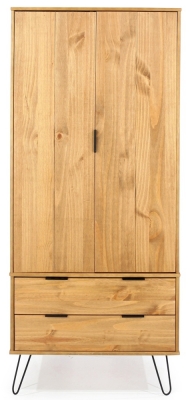 Product photograph of Augusta Pine 2 Door Wardrobe With Hairpin Legs from Choice Furniture Superstore