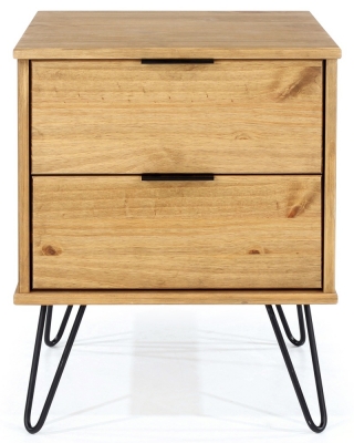 Product photograph of Acadia Pine 2 Drawer Bedside Cabinet With Hairpin Legs from Choice Furniture Superstore