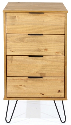 Product photograph of Augusta Pine 4 Drawer Narrow Chest With Hairpin Legs from Choice Furniture Superstore