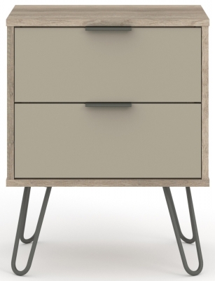 Product photograph of Acadia Driftwood 2 Drawer Bedside Cabinet With Hairpin Legs from Choice Furniture Superstore