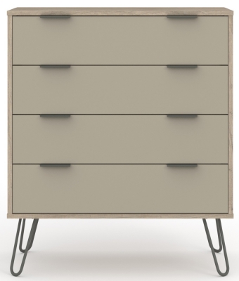 Product photograph of Augusta Driftwood 4 Drawer Chest With Hairpin Legs from Choice Furniture Superstore