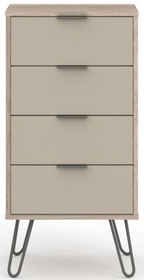Product photograph of Augusta Driftwood 4 Drawer Narrow Chest With Hairpin Legs from Choice Furniture Superstore