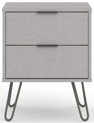 Product photograph of Acadia Grey 2 Drawer Bedside Cabinet With Hairpin Legs from Choice Furniture Superstore