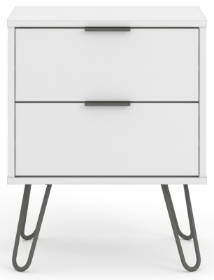 Product photograph of Augusta White 2 Drawer Bedside Cabinet With Hairpin Legs from Choice Furniture Superstore