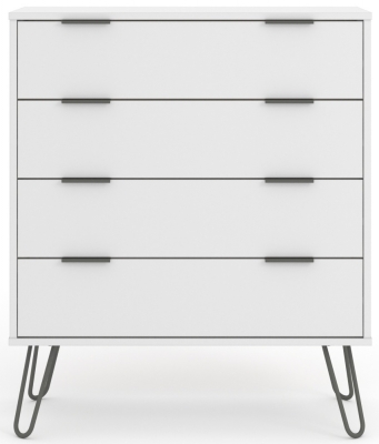 Product photograph of Augusta White 4 Drawer Chest With Hairpin Legs from Choice Furniture Superstore