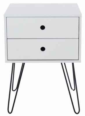 Product photograph of Option White Telford Bedside Cabinet With Hairpin Legs from Choice Furniture Superstore