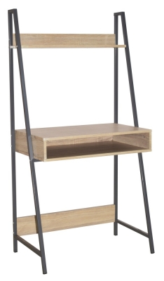 Loft Oak Ladder Bookcase Desk with Grey Metal Frame