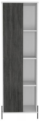 Product photograph of Dunster White And Grey Oak Effect Tall Display Cabinet from Choice Furniture Superstore