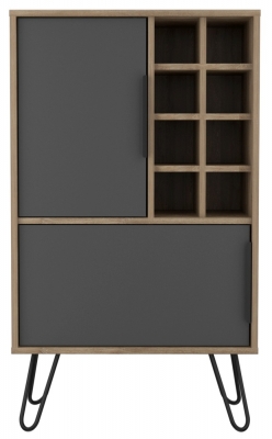 Product photograph of Vegas Grey Melamine Drinks Cabinet With Hairpin Legs from Choice Furniture Superstore