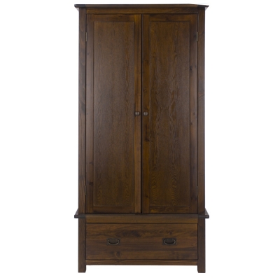 Product photograph of Bowke Dark Wood 2 Door 1 Drawer Wardrobe from Choice Furniture Superstore