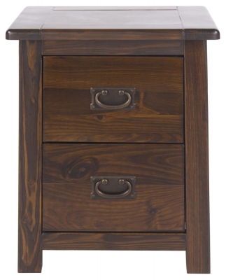 Boston Dark Wood 2 Drawer Bedside Cabinet