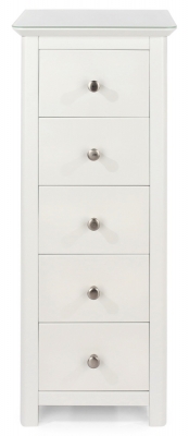 Product photograph of Narin White 5 Drawer Narrow Chest from Choice Furniture Superstore