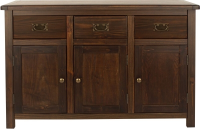 Product photograph of Bowke Dark Wood 3 Door 3 Drawer Sideboard from Choice Furniture Superstore