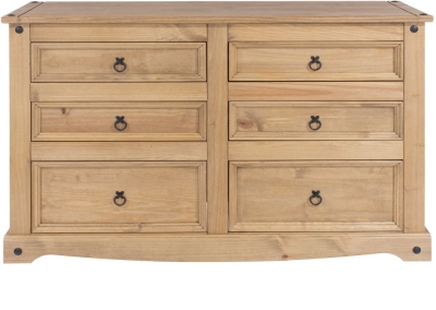 Product photograph of Corona Pine Mexican 3 3 Drawer Wide Chest from Choice Furniture Superstore