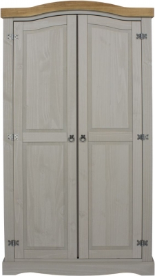 Product photograph of Corona Grey Mexican Pine 2 Door Wardrobe from Choice Furniture Superstore