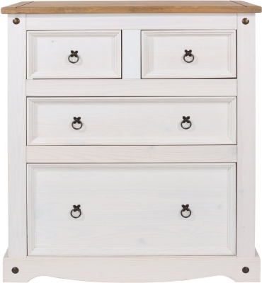 Product photograph of Corona White Mexican Pine 2 2 Drawer Chest from Choice Furniture Superstore