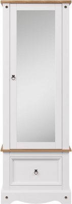 Product photograph of Corona White Mexican Pine Armoire With Mirrored Door And 1 Drawer from Choice Furniture Superstore