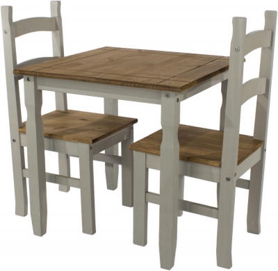 Product photograph of Corona Grey Mexican Pine Square Dining Table And 2 Chairs from Choice Furniture Superstore