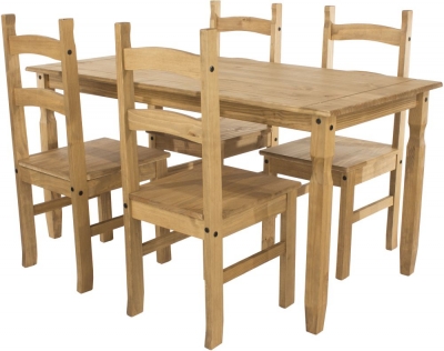 Product photograph of Corona Pine Mexican Dining Table And 4 Chair from Choice Furniture Superstore