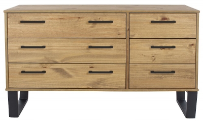 Texas Industrial Style Oak Effect 6 Drawer Wide Chest
