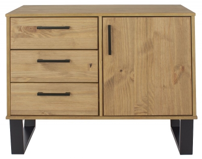 Image of Harlow Antique Waxed 1 Door 3 Drawer Sideboard with Black U Legs