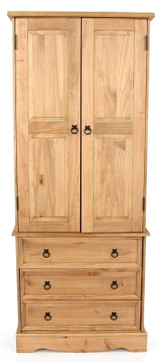 Product photograph of Norco Pine Mexican 2 Door 3 Drawer Wardrobe from Choice Furniture Superstore