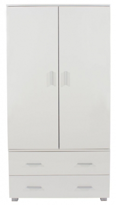 Product photograph of Hilo White High Gloss 2 Door 2 Drawer Low Wardrobe from Choice Furniture Superstore