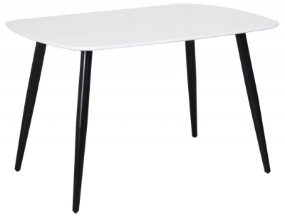 Product photograph of Aspen White Painted Top 120cm Dining Table With Black Tapered Legs from Choice Furniture Superstore