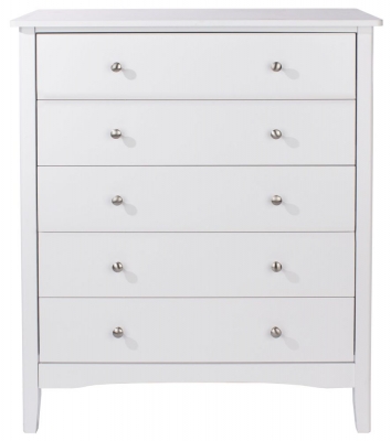 Product photograph of Como White Painted 5 Drawer Chest from Choice Furniture Superstore