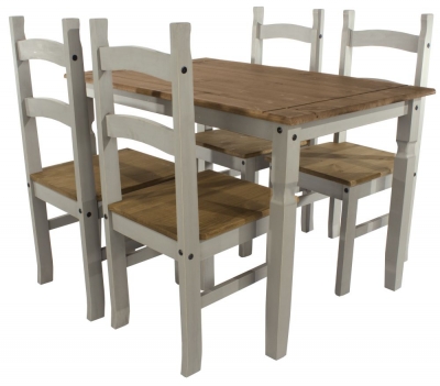 Product photograph of Corona Grey Mexican Pine Dining Table And 4 Chair from Choice Furniture Superstore