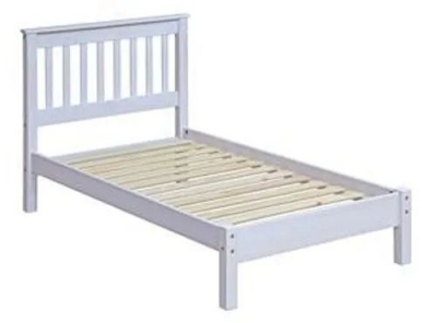 Product photograph of Corona White Mexican Pine 3ft Slatted Lowend Bedstead from Choice Furniture Superstore