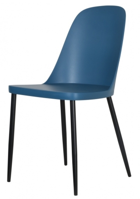 Aspen Plastic Seat Duo Dining Chair With Blue And Black Metal Legs Sold In Pairs