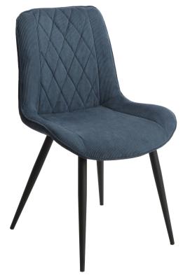 Product photograph of Laney Diamond Stitch Blue Cord Fabric Dining Chair With Black Tapered Legs Sold In Pairs from Choice Furniture Superstore