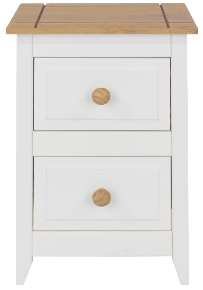 Capri White 2 Drawer Petite Bedside Cabinet