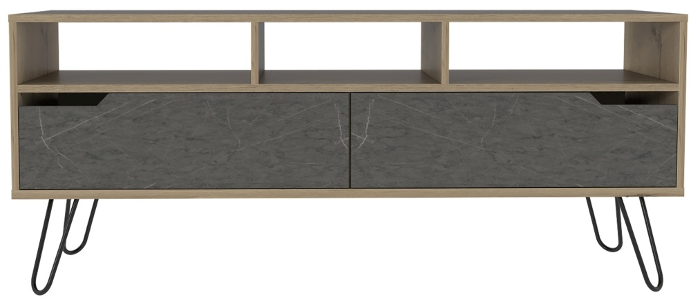Morton Grey Large TV Unit with Hairpin Legs