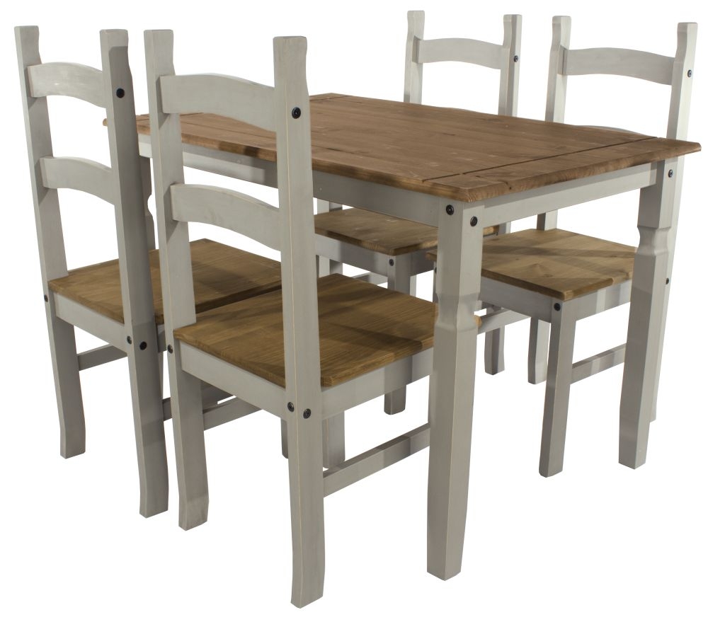 Corona Grey Mexican Pine Dining Set with 4 Chair