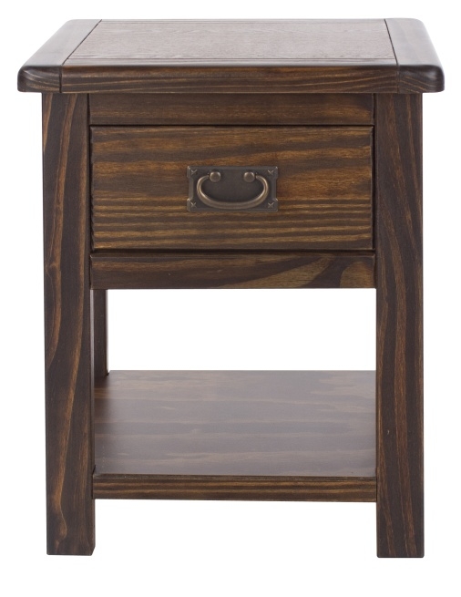 Boston Dark Wood 1 Drawer Bedside Cabinet